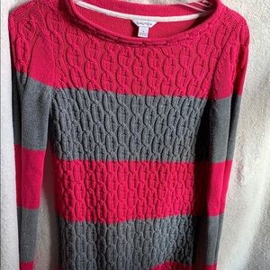 warm pink & grey sweater